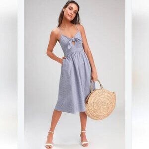Lulus Joyful Days Pinstripe Dress, size M (Used–Great Condition)